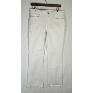 PAIGE Sloane White Flare Jeans Raw Hem Ankle Fray Stretch Denim Women's Size 29